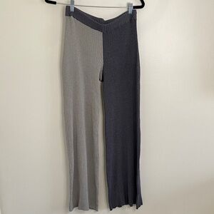Staud Grey & Taupe Fama Knitted Trousers Ribbed Wide Leg Size Medium